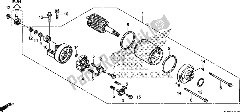 All parts for the Starter Motor of the Honda CRF 1000A Africa Twin 2017