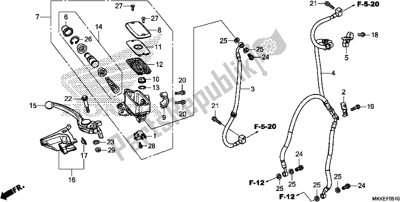 All parts for the Fr. Brake Master Cylinder of the Honda CRF 1000A Africa Twin 2019