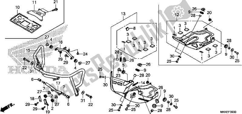 Wszystkie części do Front Side Pipe/skid Plate Honda CRF 1000A Africa Twin 2019