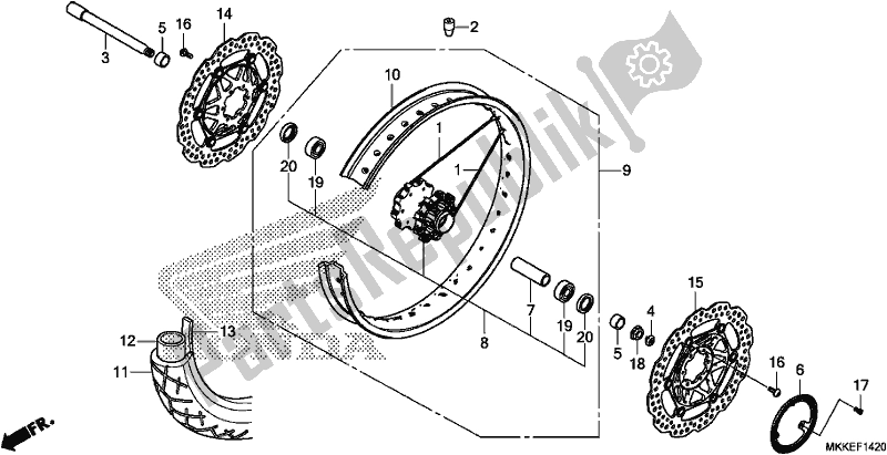 Toutes les pièces pour le Roue Avant du Honda CRF 1000A Africa Twin 2019