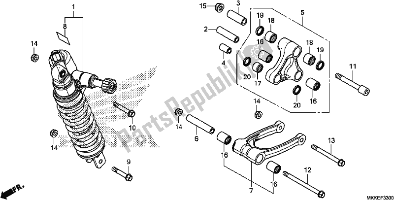 Toutes les pièces pour le Coussin Arrière du Honda CRF 1000A Africa Twin 2019