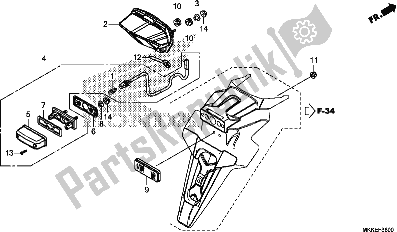 Toutes les pièces pour le Taillight/license Light du Honda CRF 1000A Africa Twin 2019