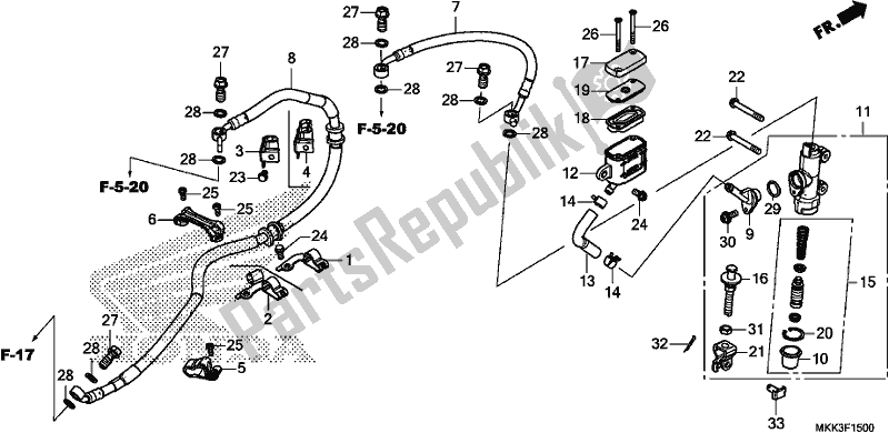 All parts for the Rear Brake Master Cylinder of the Honda CRF 1000A2 Africa Twin 2018