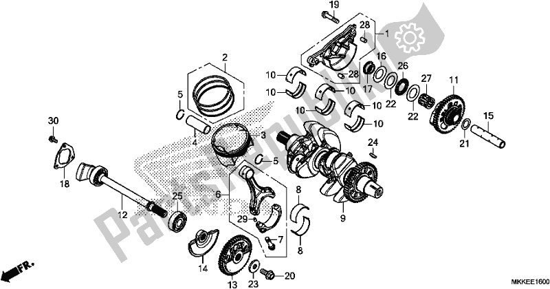 Toutes les pièces pour le Vilebrequin / Piston du Honda CRF 1000A2 Africa Twin 2019