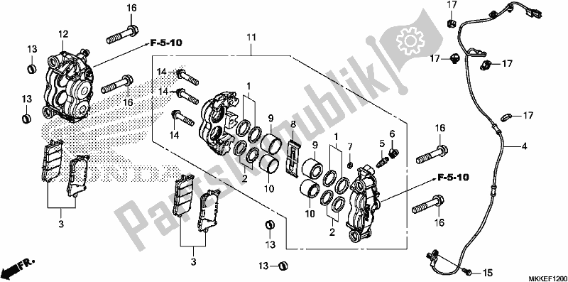 All parts for the Front Brake Caliper of the Honda CRF 1000A2 Africa Twin 2019