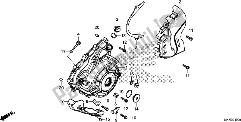 All parts for the Generator Cover of the Honda CRF 1000A2 Africa Twin 2019