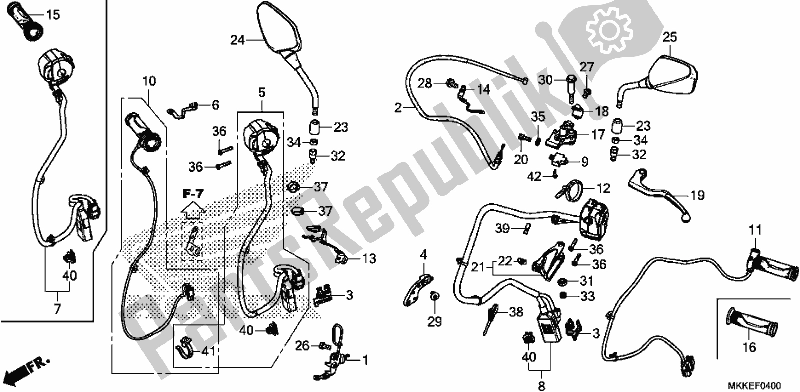 Tutte le parti per il Handle Lever/switch/cable del Honda CRF 1000A2 Africa Twin 2019