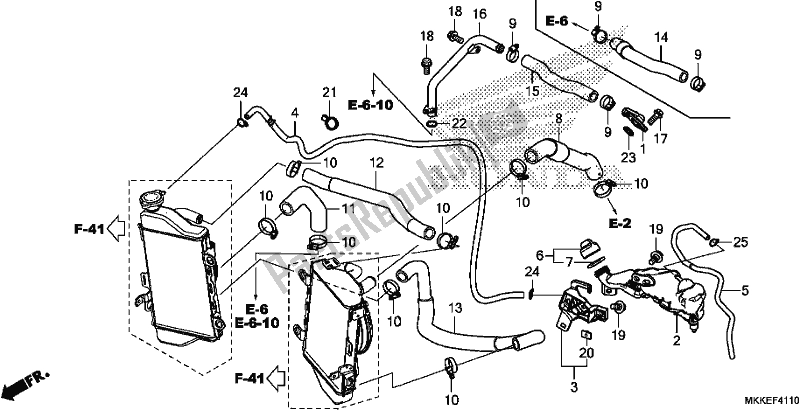 All parts for the Radiator Hose/water Pipe of the Honda CRF 1000A2 Africa Twin 2019