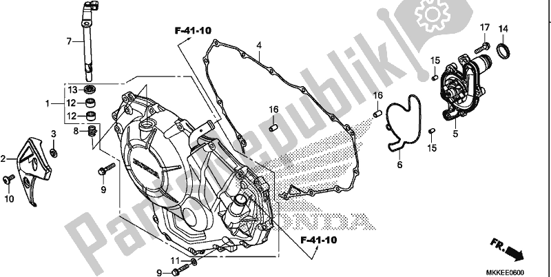 All parts for the Right Crankcase Cover of the Honda CRF 1000A2 Africa Twin 2019