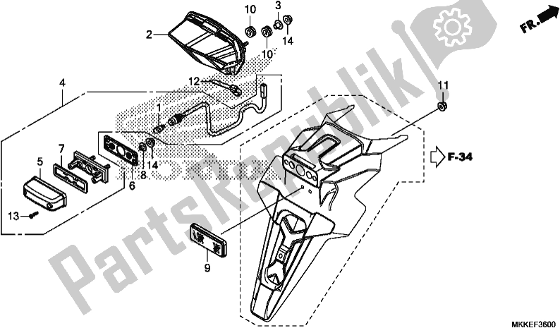 All parts for the Taillight/license Light of the Honda CRF 1000A2 Africa Twin 2019