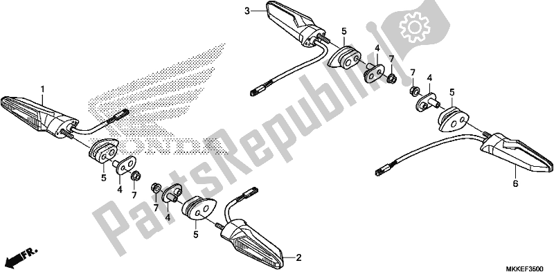 All parts for the Winker of the Honda CRF 1000A2 Africa Twin 2019