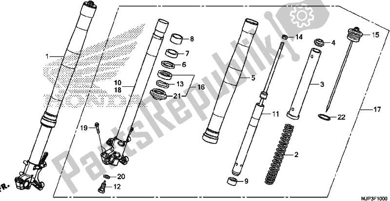 Tutte le parti per il Forcella Anteriore del Honda CRF 1000D Africa Twin 2017