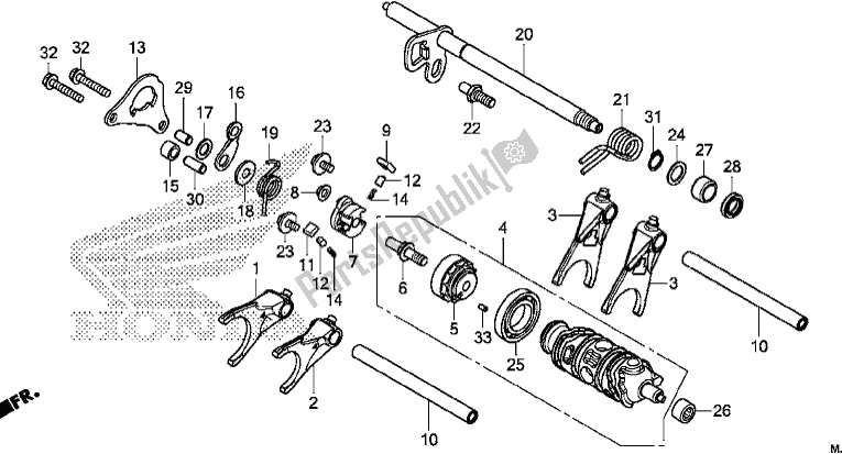 All parts for the Gearshift Drum of the Honda CRF 1000D Africa Twin 2017