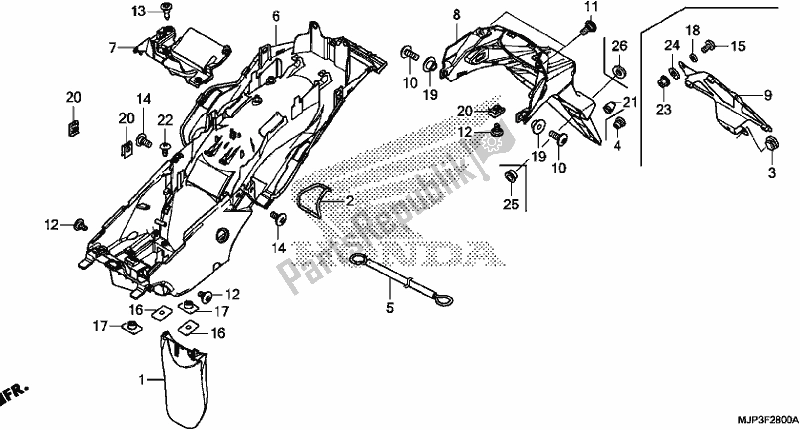 Tutte le parti per il Parafango Posteriore del Honda CRF 1000D Africa Twin 2017