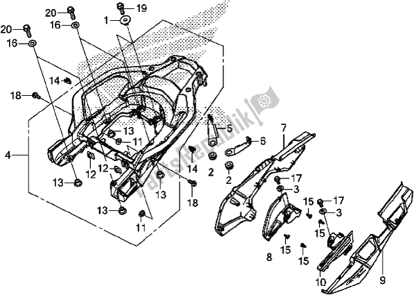 All parts for the Side Cover/rear Carrier of the Honda CRF 1000D Africa Twin 2017