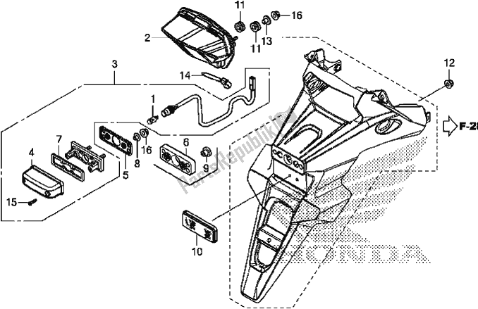 Todas as partes de Taillight/license Light do Honda CRF 1000D Africa Twin 2017