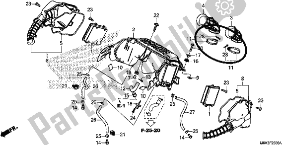 All parts for the Air Cleaner of the Honda CRF 1000D2 Africa Twin 2018