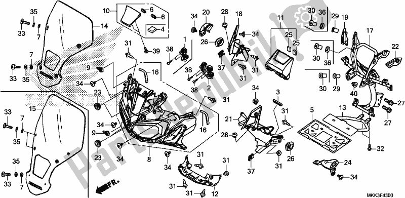 All parts for the Front Cover of the Honda CRF 1000D2 Africa Twin 2018