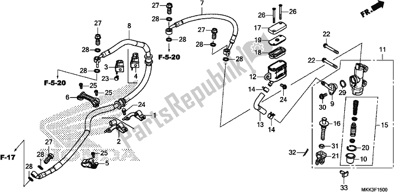 Todas as partes de Cilindro Mestre Do Freio Traseiro do Honda CRF 1000D2 Africa Twin 2018