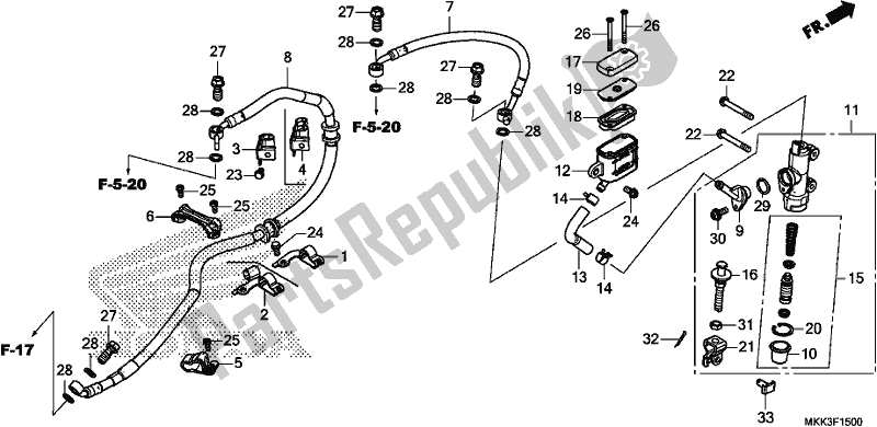 All parts for the Rear Brake Master Cylinder of the Honda CRF 1000D2 Africa Twin 2018