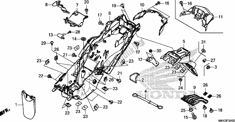 All parts for the Rear Fender of the Honda CRF 1000D2 Africa Twin 2018