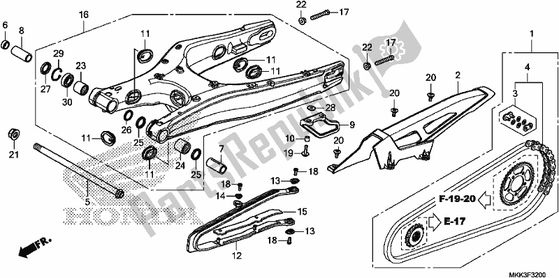All parts for the Swingarm of the Honda CRF 1000D2 Africa Twin 2018