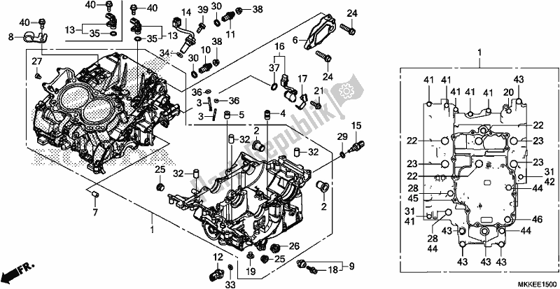 All parts for the Crankcase of the Honda CRF 1000D2 Africa Twin 2019