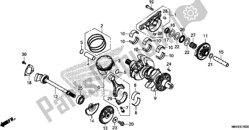 All parts for the Crankshaft/piston of the Honda CRF 1000D2 Africa Twin 2019