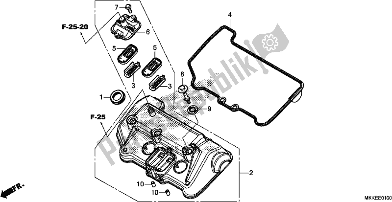 All parts for the Cylinder Head Cover of the Honda CRF 1000D2 Africa Twin 2019