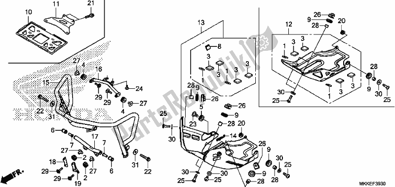 Todas las partes para Front Side Pipe/skid Plate de Honda CRF 1000D2 Africa Twin 2019