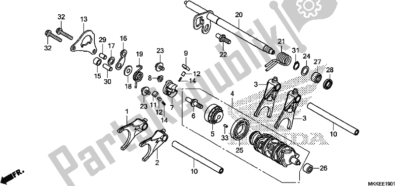 All parts for the Gearshift Drum of the Honda CRF 1000D2 Africa Twin 2019