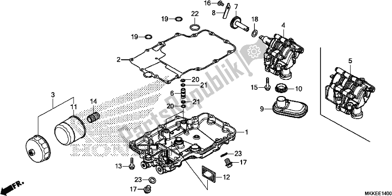 All parts for the Oil Pan/oil Pump of the Honda CRF 1000D2 Africa Twin 2019