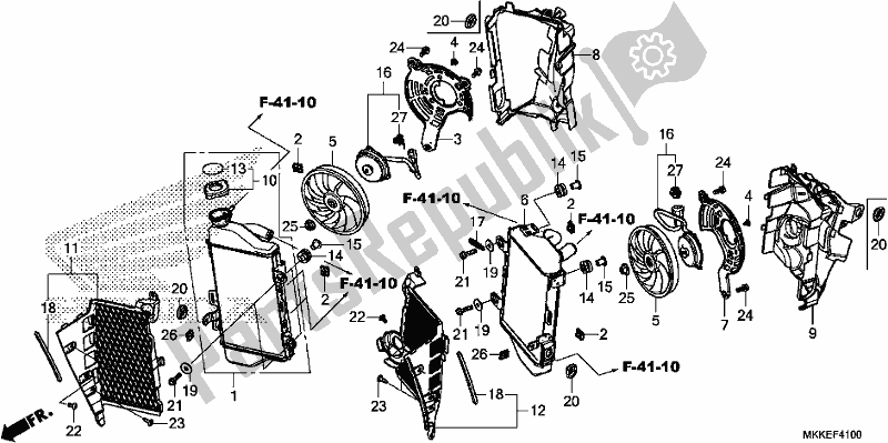 All parts for the Radiator of the Honda CRF 1000D2 Africa Twin 2019