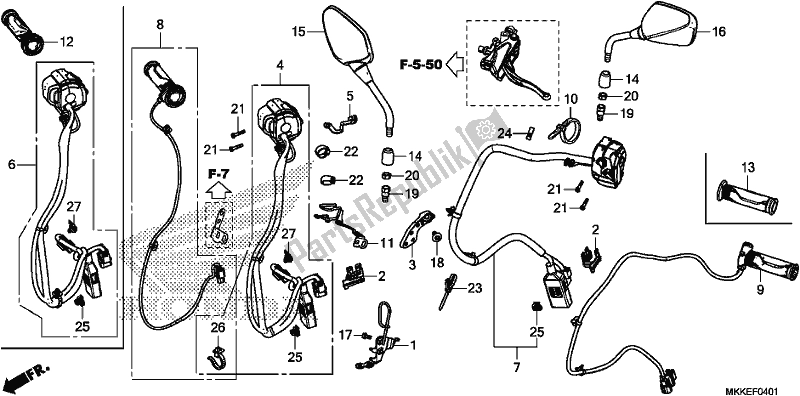 All parts for the Switch/cable of the Honda CRF 1000D2 Africa Twin 2019