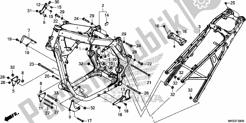 Toutes les pièces pour le Corps De Châssis du Honda CRF 1100A Africa Twin 2020