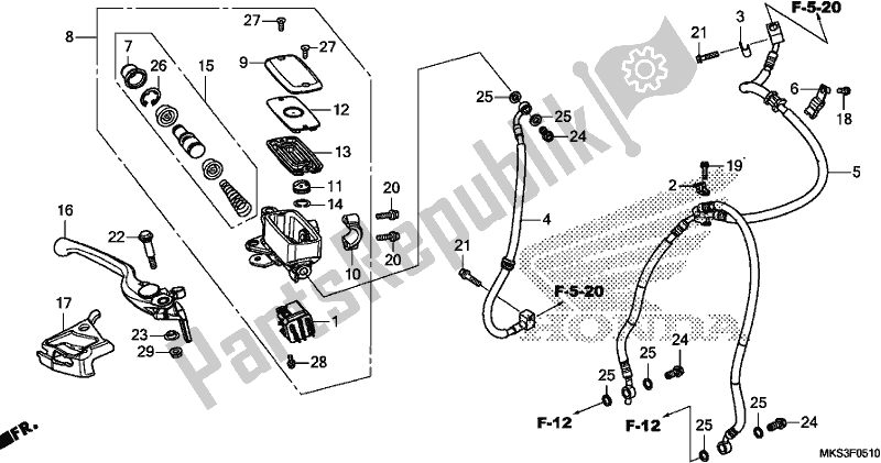 All parts for the Front Brake Master Cylinder of the Honda CRF 1100A Africa Twin 2020