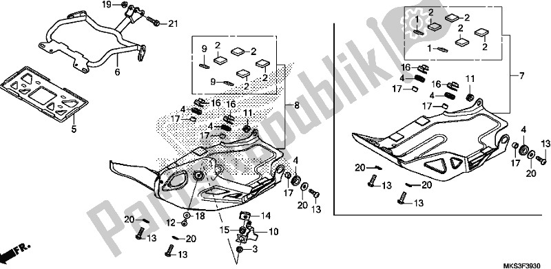 Todas las partes para Front Side Pipe/skid Plate de Honda CRF 1100A Africa Twin 2020