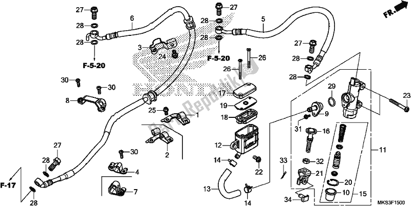 All parts for the Rear Brake Master Cylinder of the Honda CRF 1100A Africa Twin 2020