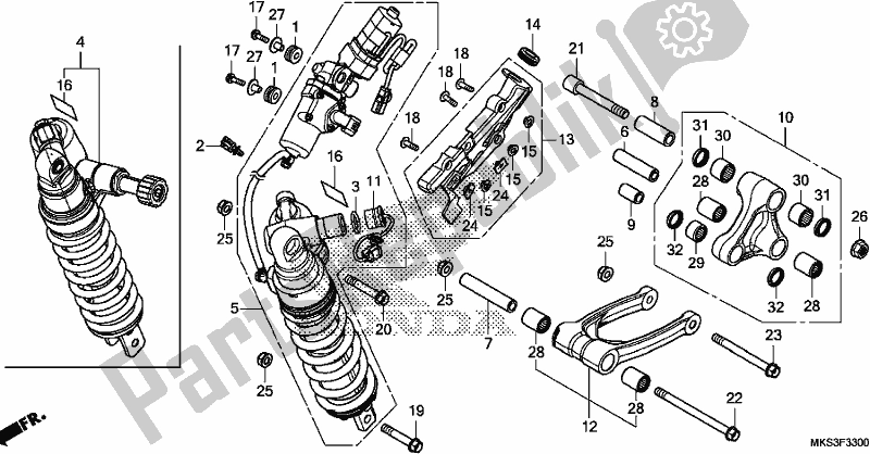 Todas as partes de Almofada Traseira do Honda CRF 1100A Africa Twin 2020