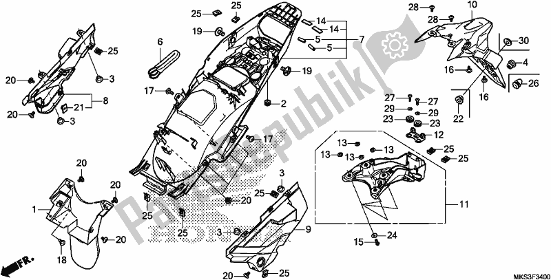 Tutte le parti per il Parafango Posteriore del Honda CRF 1100A Africa Twin 2020