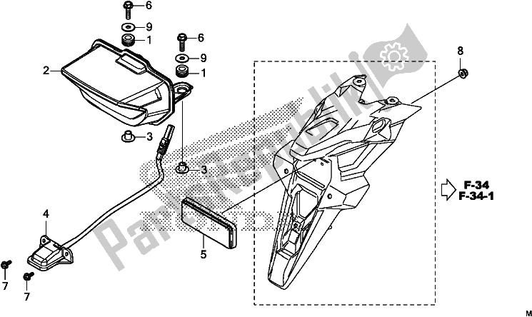 Todas as partes de Taillight/license Light do Honda CRF 1100A Africa Twin 2020