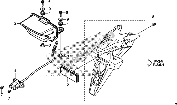 Todas as partes de Taillight/license Light do Honda CRF 1100A Africa Twin 2020