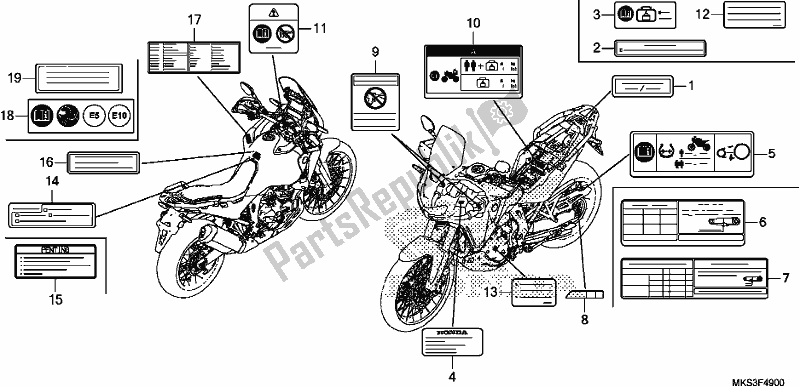 Wszystkie części do Etykieta Ostrzegawcza Honda CRF 1100A2 Africa Twin 2020