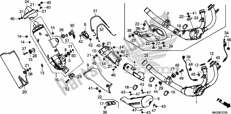 All parts for the Exhaust Muffler of the Honda CRF 1100A2 Africa Twin 2020