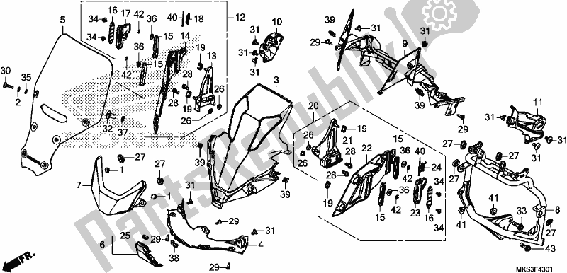 All parts for the Front Cover of the Honda CRF 1100A2 Africa Twin 2020