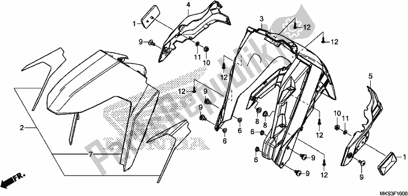 Alle onderdelen voor de Voorspatbord van de Honda CRF 1100A2 Africa Twin 2020