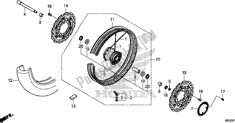 All parts for the Front Wheel (2) of the Honda CRF 1100A2 Africa Twin 2020