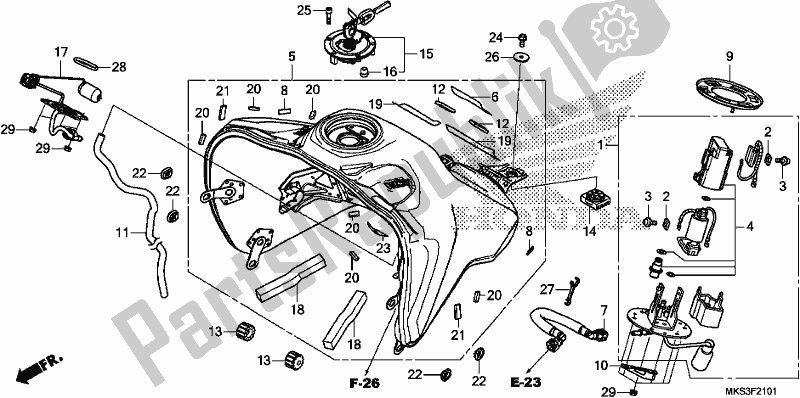 Alle onderdelen voor de Fuel Tank/fuel Pump (2) van de Honda CRF 1100A2 Africa Twin 2020