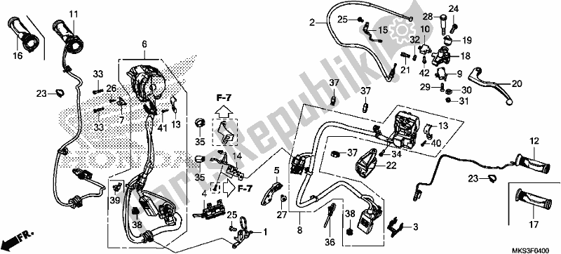 Alle onderdelen voor de Handle Lever/switch/cable (mt) van de Honda CRF 1100A2 Africa Twin 2020