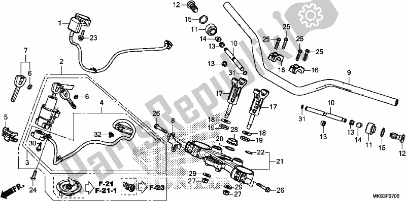 Todas as partes de Handle Pipe/top Bridge do Honda CRF 1100A2 Africa Twin 2020